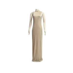 90s Filigree LTD Collection Metallic Gold Bodycon Gown Dress Made in USA Size 12